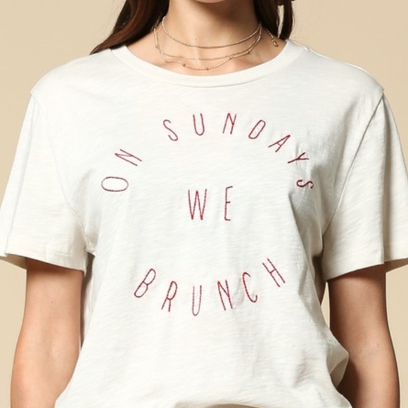Last 1! NWT On Sunday's We Brunch Graphic T-shirt - Picture 4 of 6